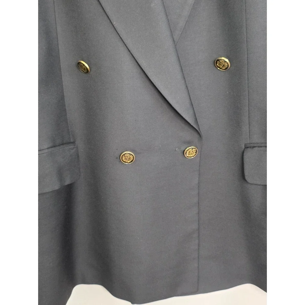 Baumler Wool Men's Blazer Size 45 L Black Double Breasted Classic‎ Vintage